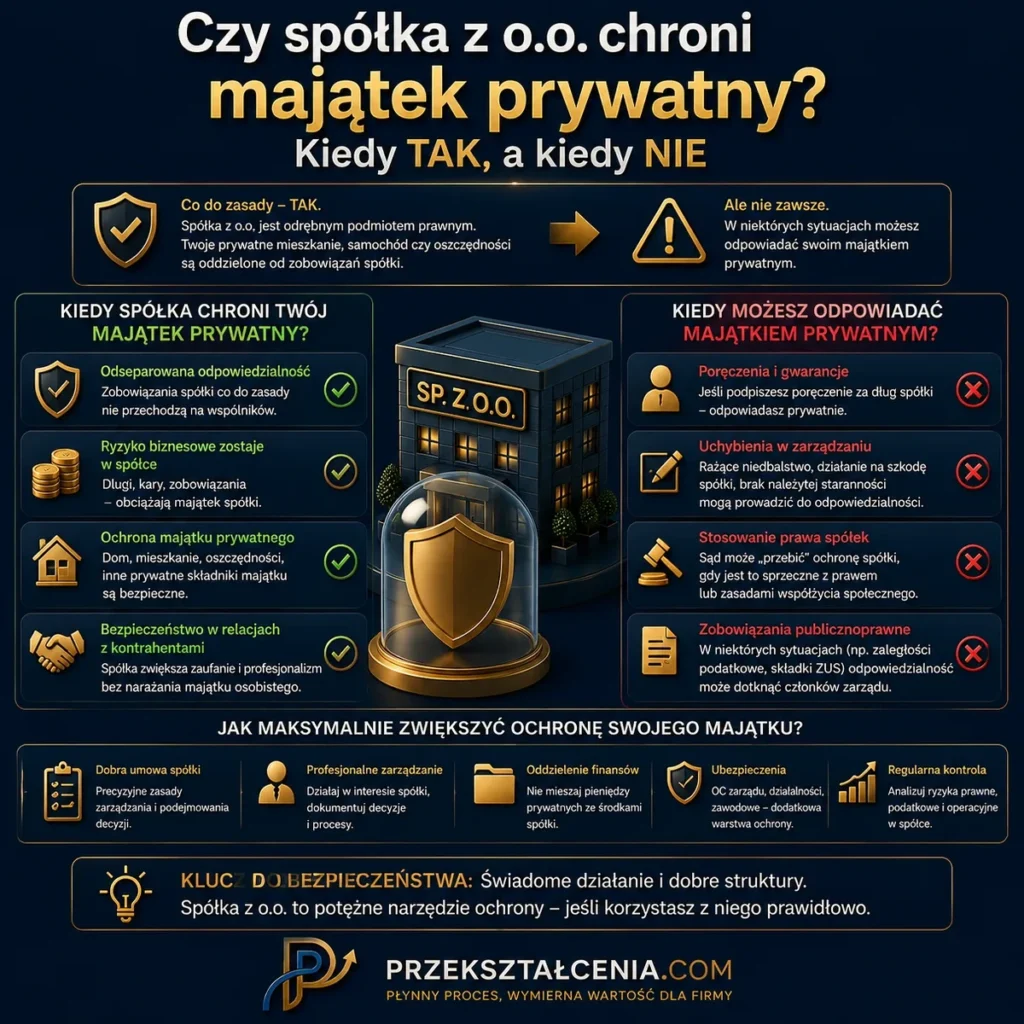 Czy spółka z o.o. chroni majątek prywatny – odpowiedzialność wspólnika, zarządu, zobowiązania spółki i ochrona majątku